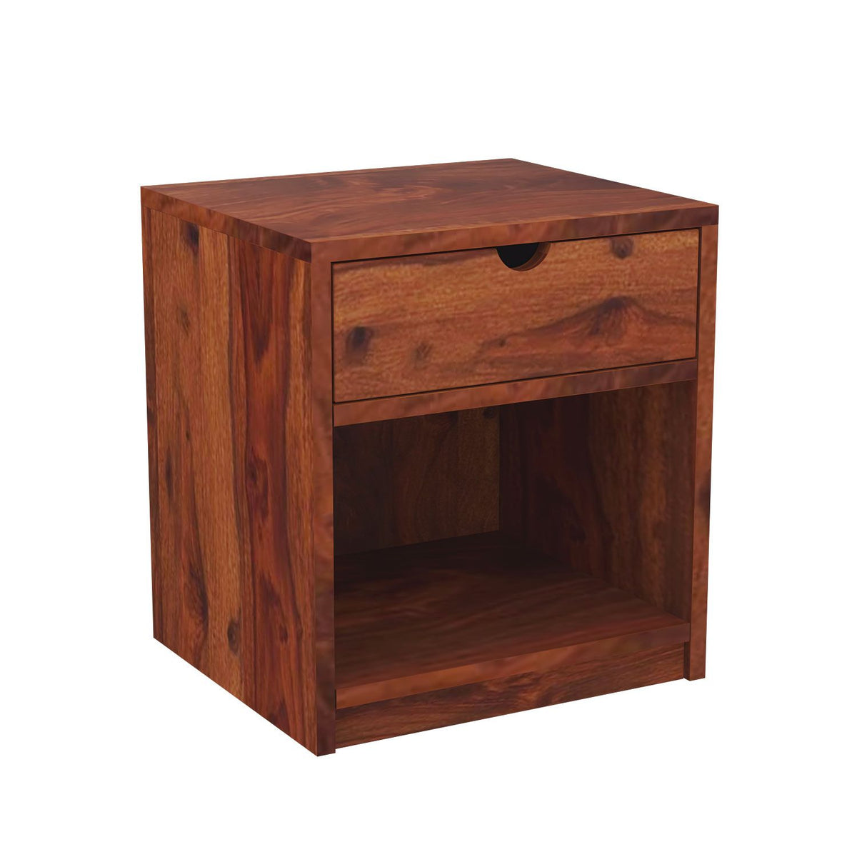 Maria Solid Sheesham Wood Bedside Table (Natural Finish)