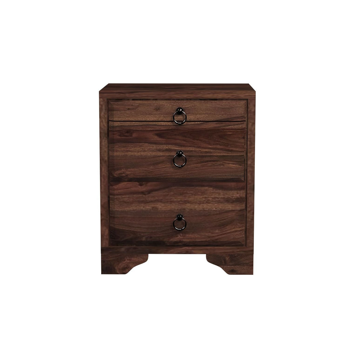 Ajmer Solid Sheesham Wood Bedside Table (Walnut Finish)