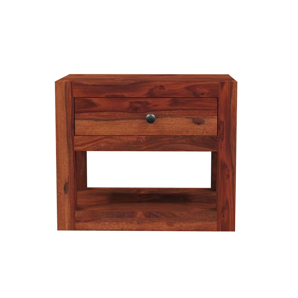 Rubikk Solid Sheesham Wood Bedside Table (Natural Finish)