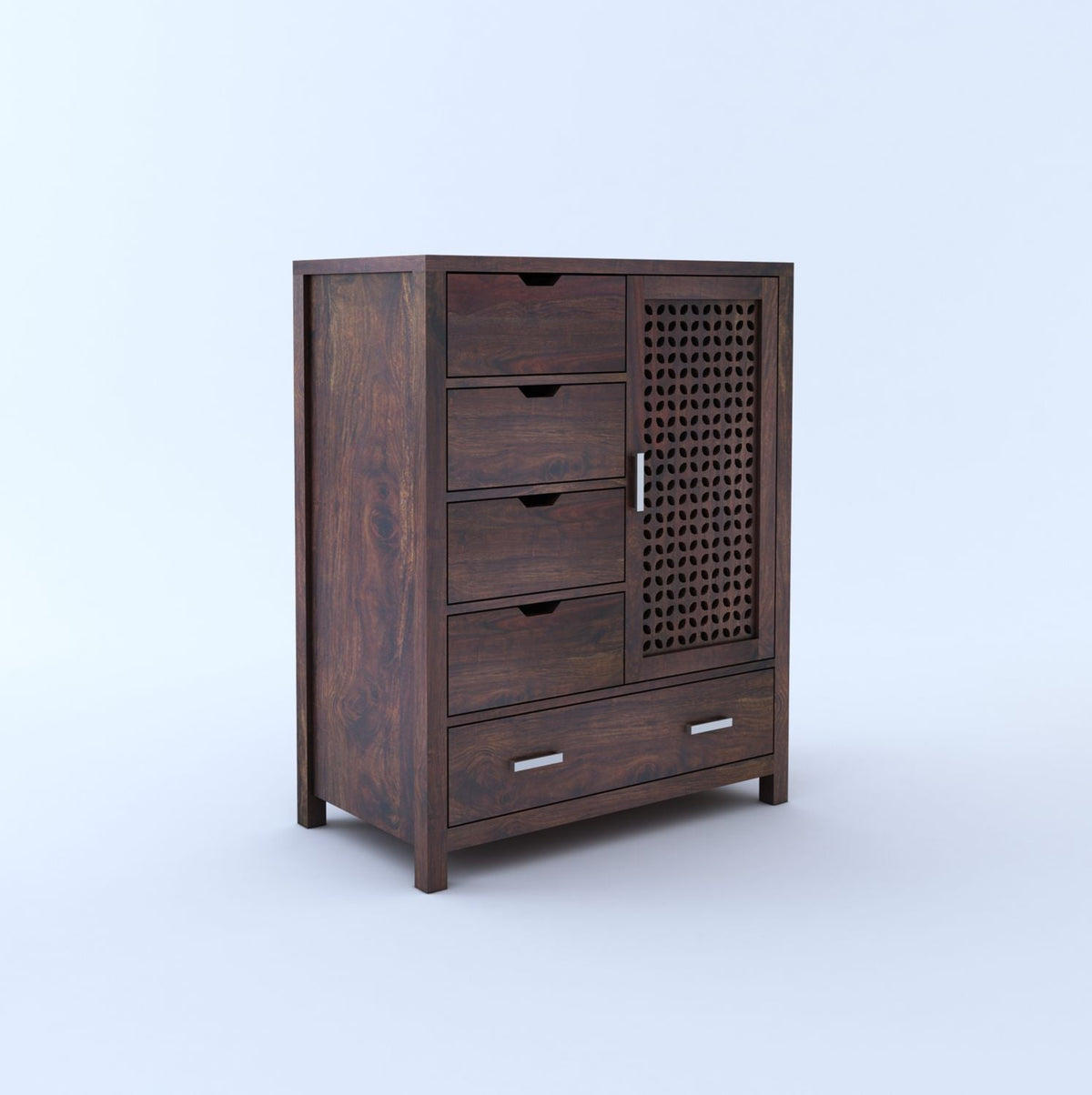 Monstro Solid Sheesham Wood Cheat of Drawers (Walnut Finish)
