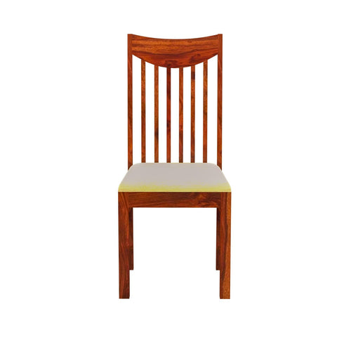 Moon Solid Sheesham Wood Chair (With Cushion, Natural Finish)