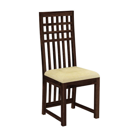 Amer Solid Sheesham Wood High Back Chair With Cushioned Seat (Walnut Finish)
