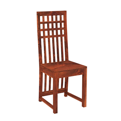 Amer Solid Sheesham Wood High Back Chair (Natural Finish)