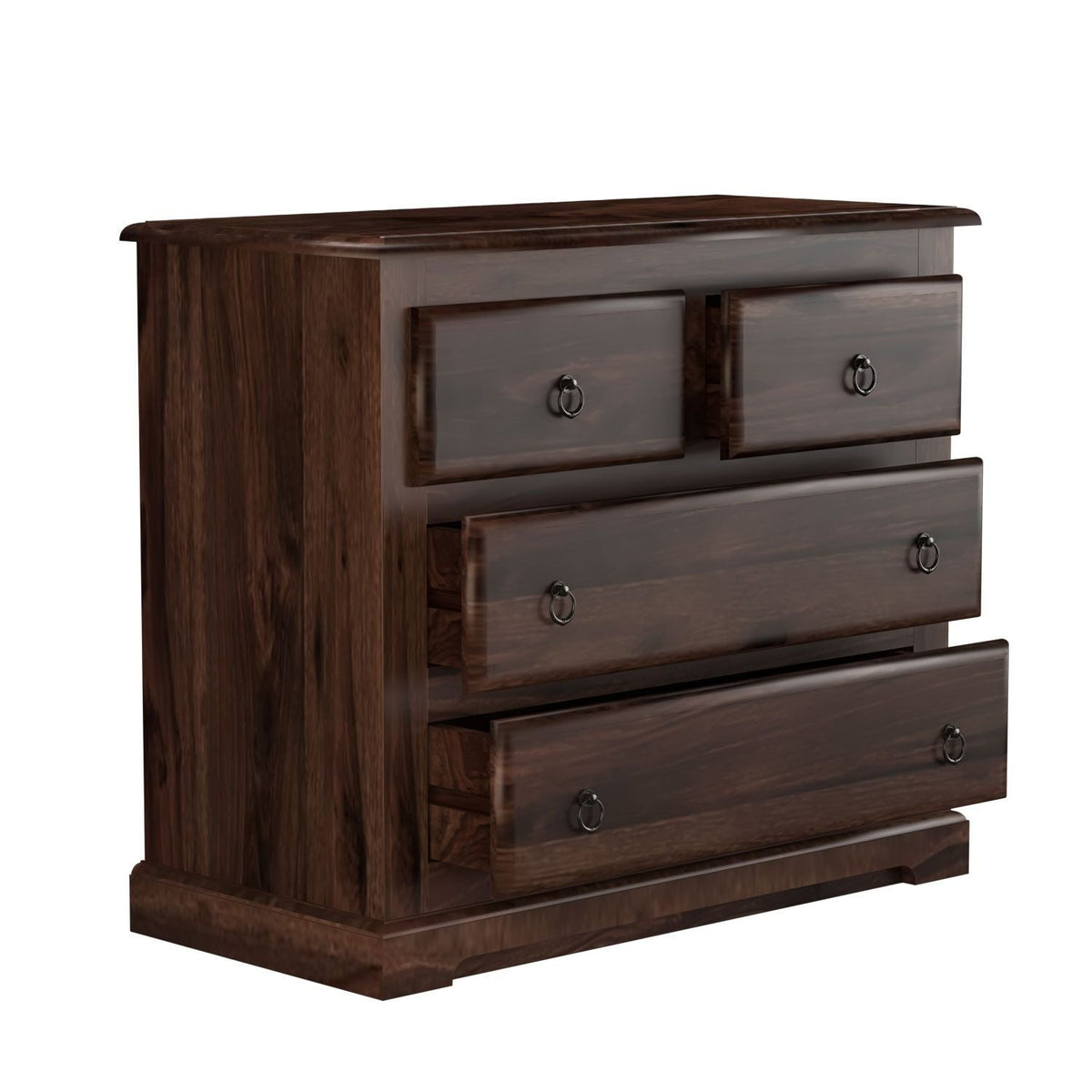 Ajmer Solid Sheesham Wood Chest of Four Drawers (Walnut Finish)