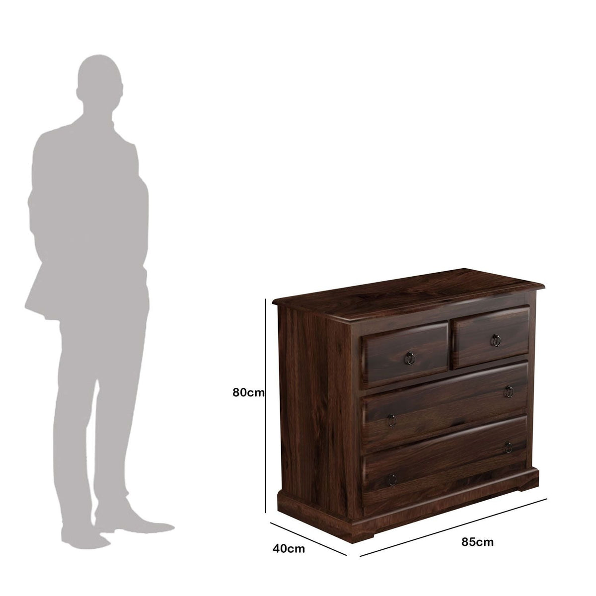 Ajmer Solid Sheesham Wood Chest of Four Drawers (Walnut Finish)