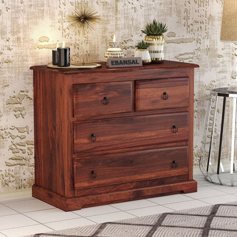 Ajmer Solid Sheesham Wood Chest of Four Drawers (Natural Finish)