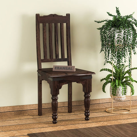 Ajmer Solid Sheesham Wood Chair (Walnut Finish)