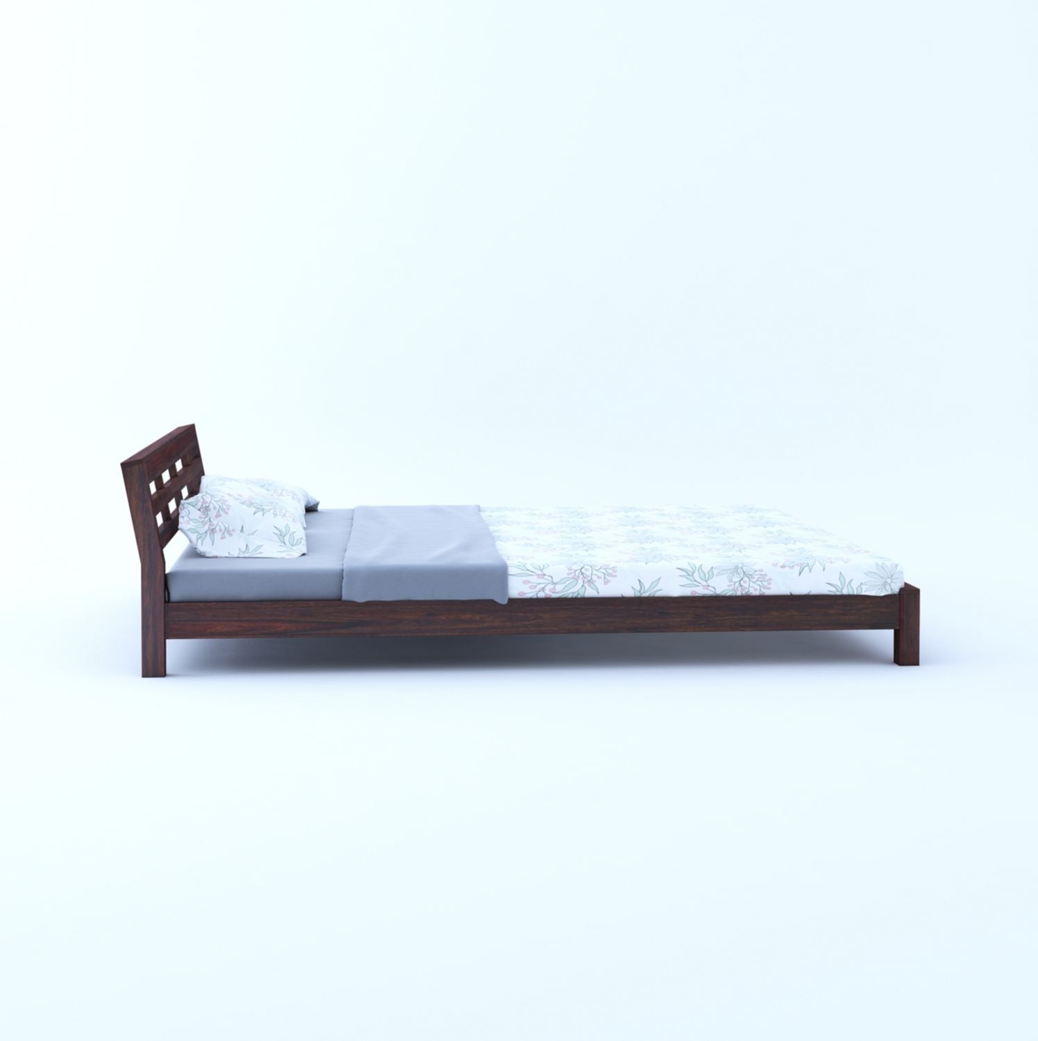 Essen Solid Sheesham Wood Bed Without Storage (King Size, Walnut Finish)