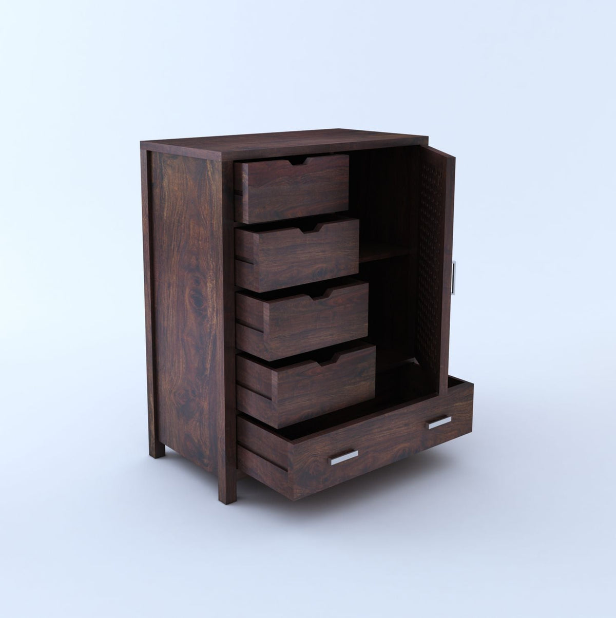 Monstro Solid Sheesham Wood Cheat of Drawers (Walnut Finish)