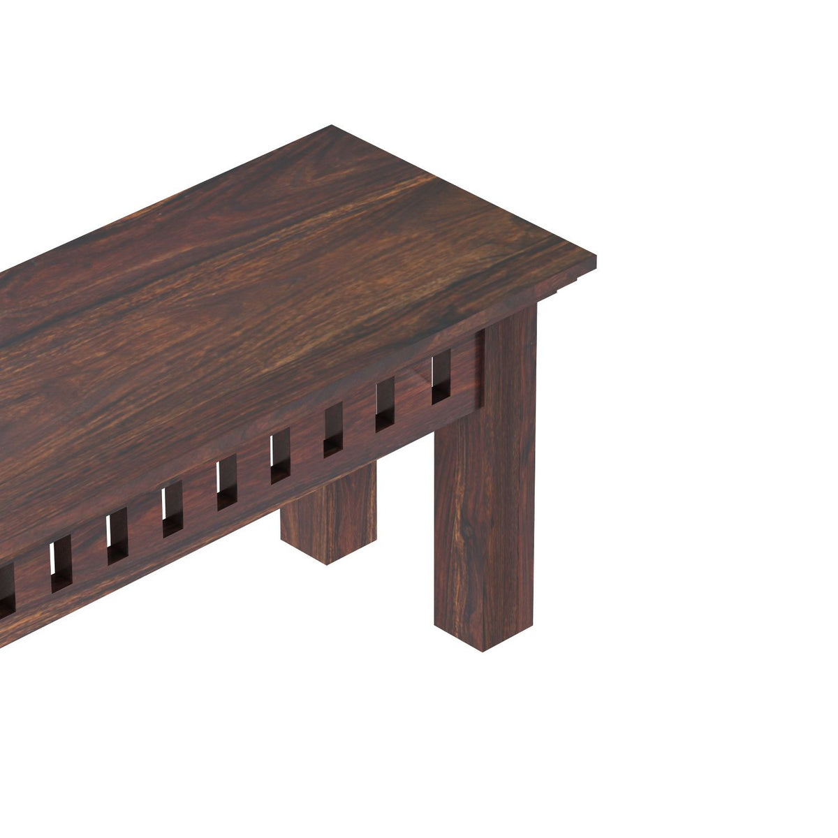 Amer Solid Sheesham Wood 4 Seater Dining Table With 2 Chairs And 1 Bench (Without Cushion, Walnut Finish)
