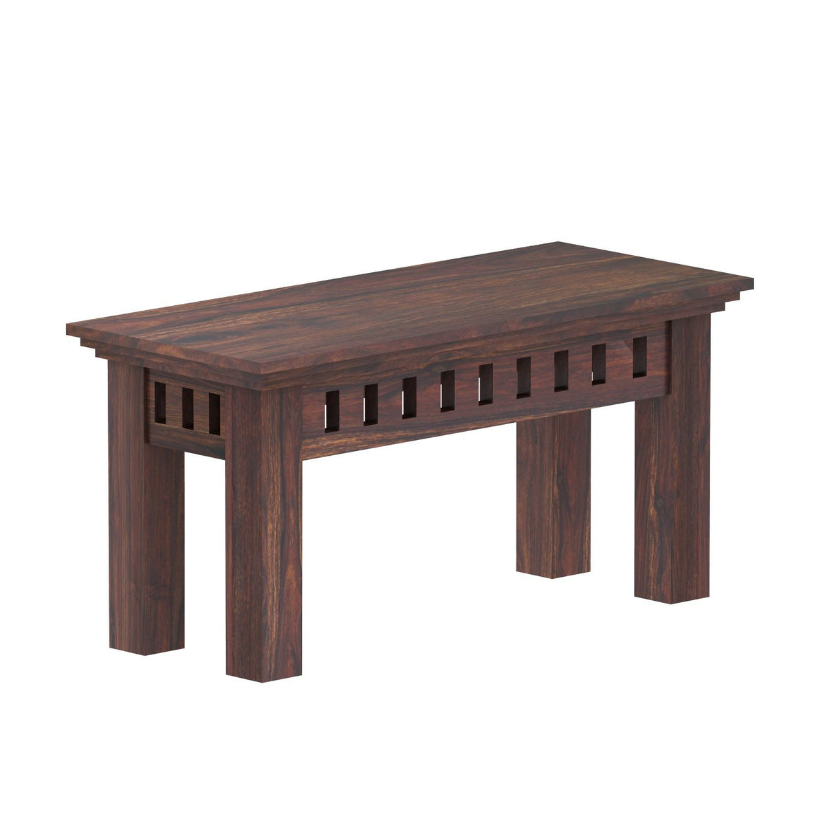 Amer Solid Sheesham Wood 4 Seater Dining Table With 2 Chairs And 1 Bench (Without Cushion, Walnut Finish)