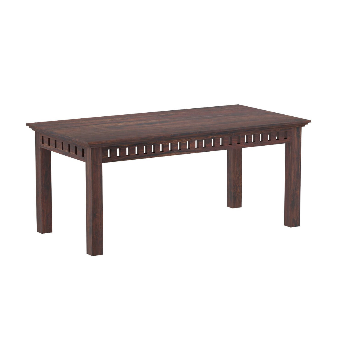Amer Solid Sheesham Wood 6 Seater Dining Table With 4 Chairs And 1 Bench (With Cushion, Walnut Finish)