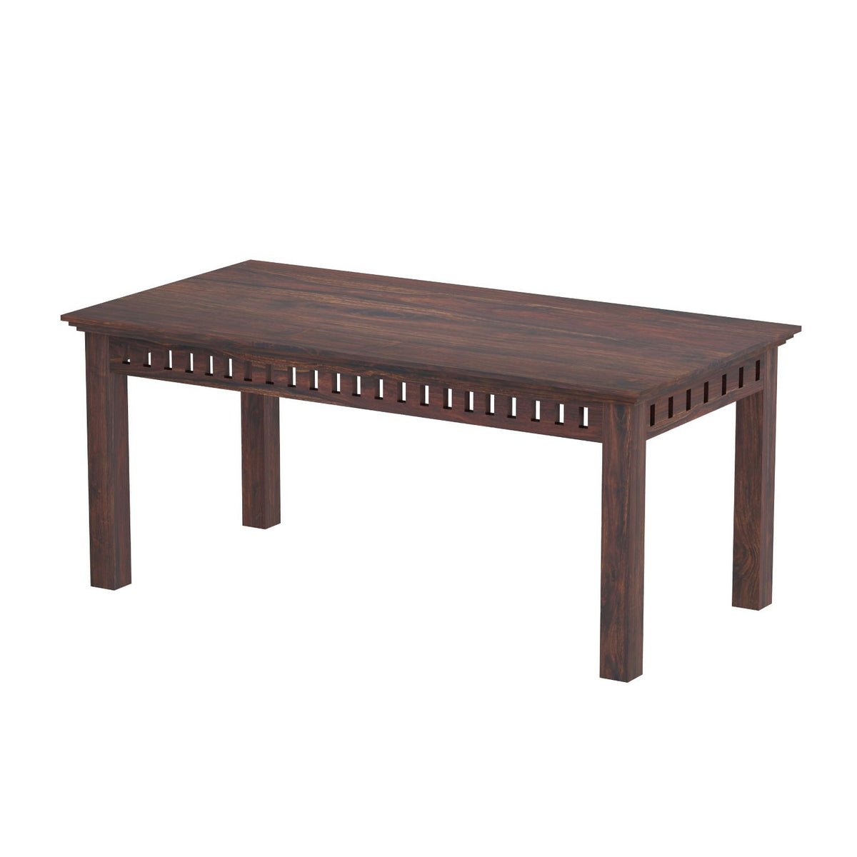 Amer Solid Sheesham Wood 6 Seater Dining Table With 4 Chairs And 1 Bench (With Cushion, Walnut Finish)