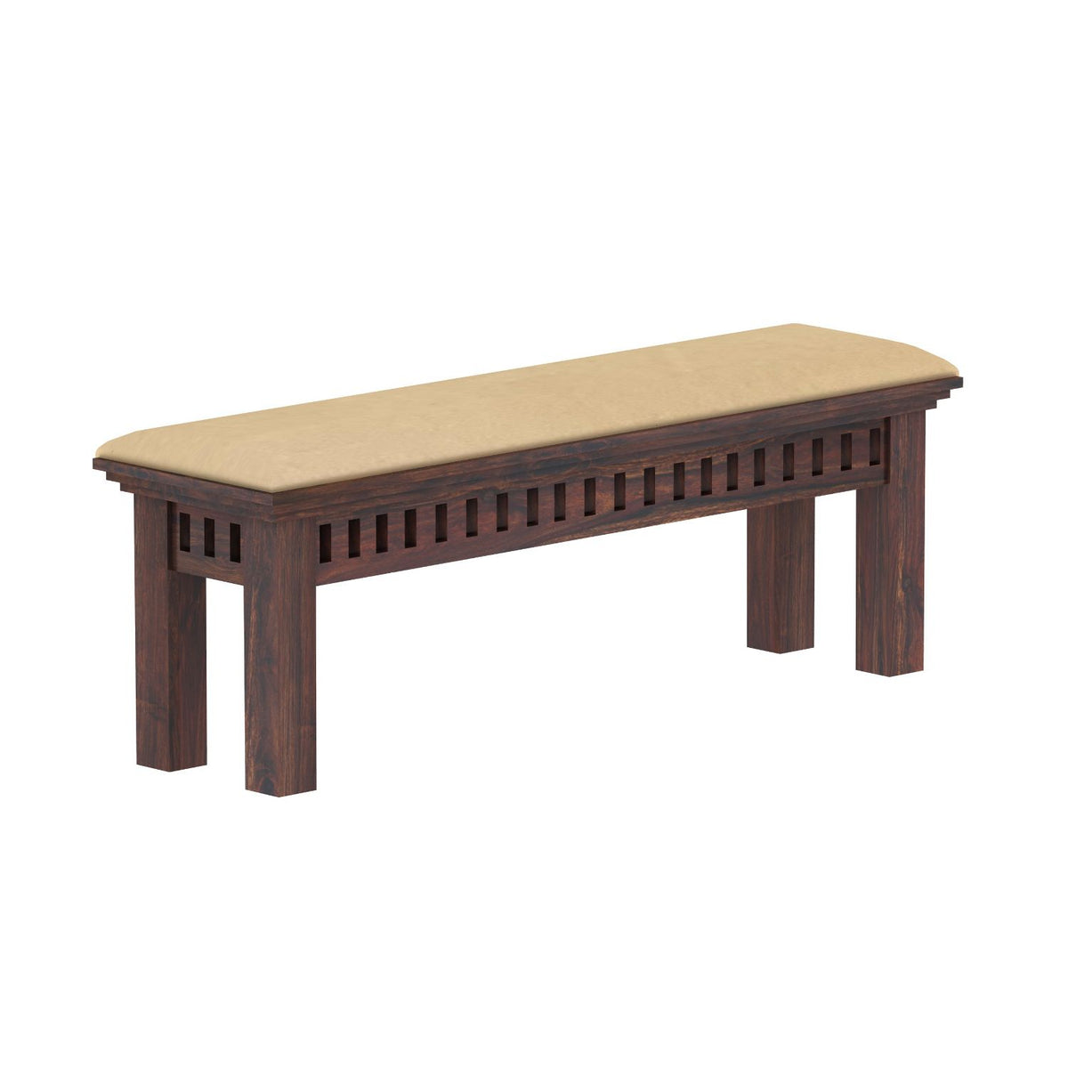 Amer Solid Sheesham Wood 6 Seater Dining Table With 4 Chairs And 1 Bench (With Cushion, Walnut Finish)