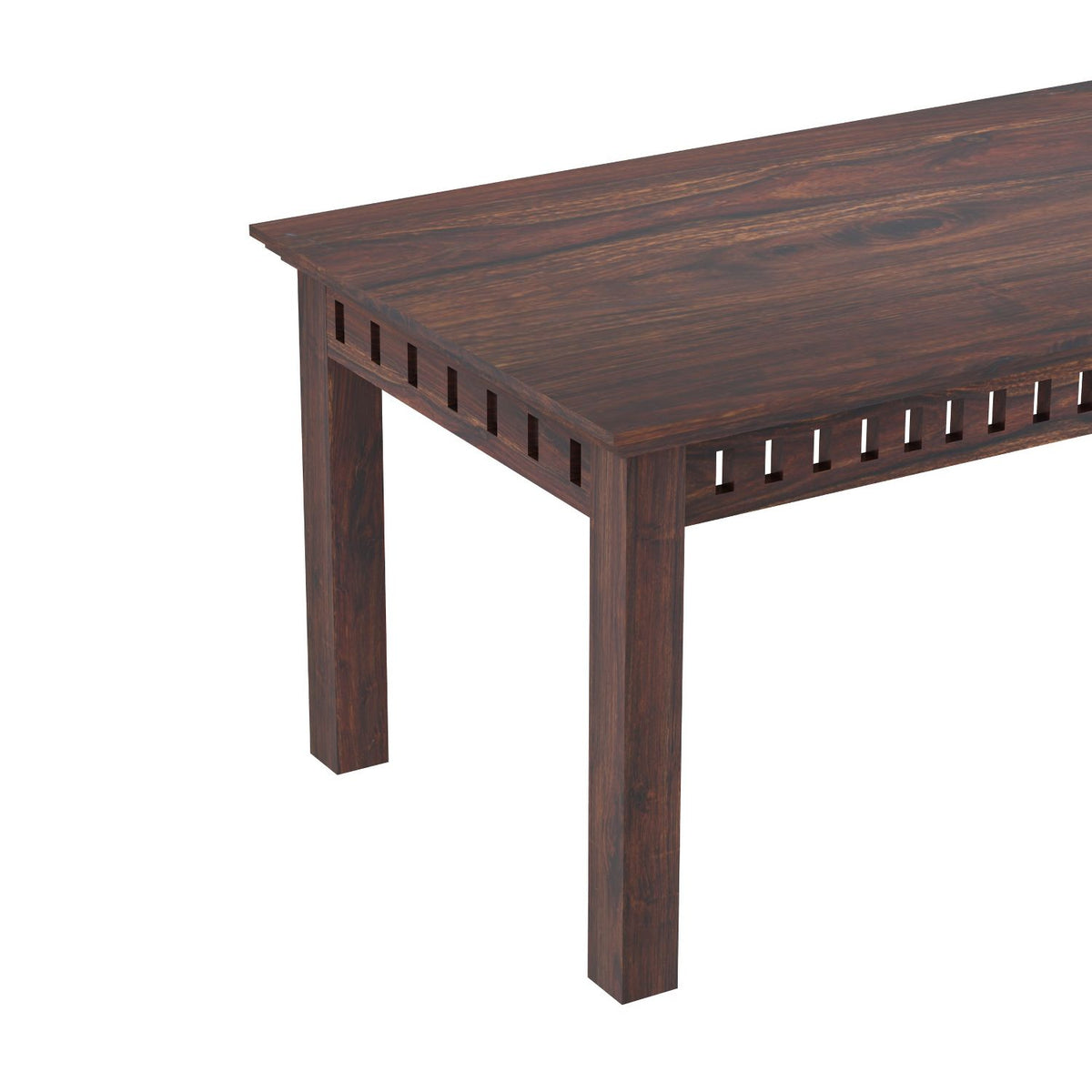 Amer Solid Sheesham Wood 6 Seater Dining Table With 4 Chairs And 1 Bench (With Cushion, Walnut Finish)
