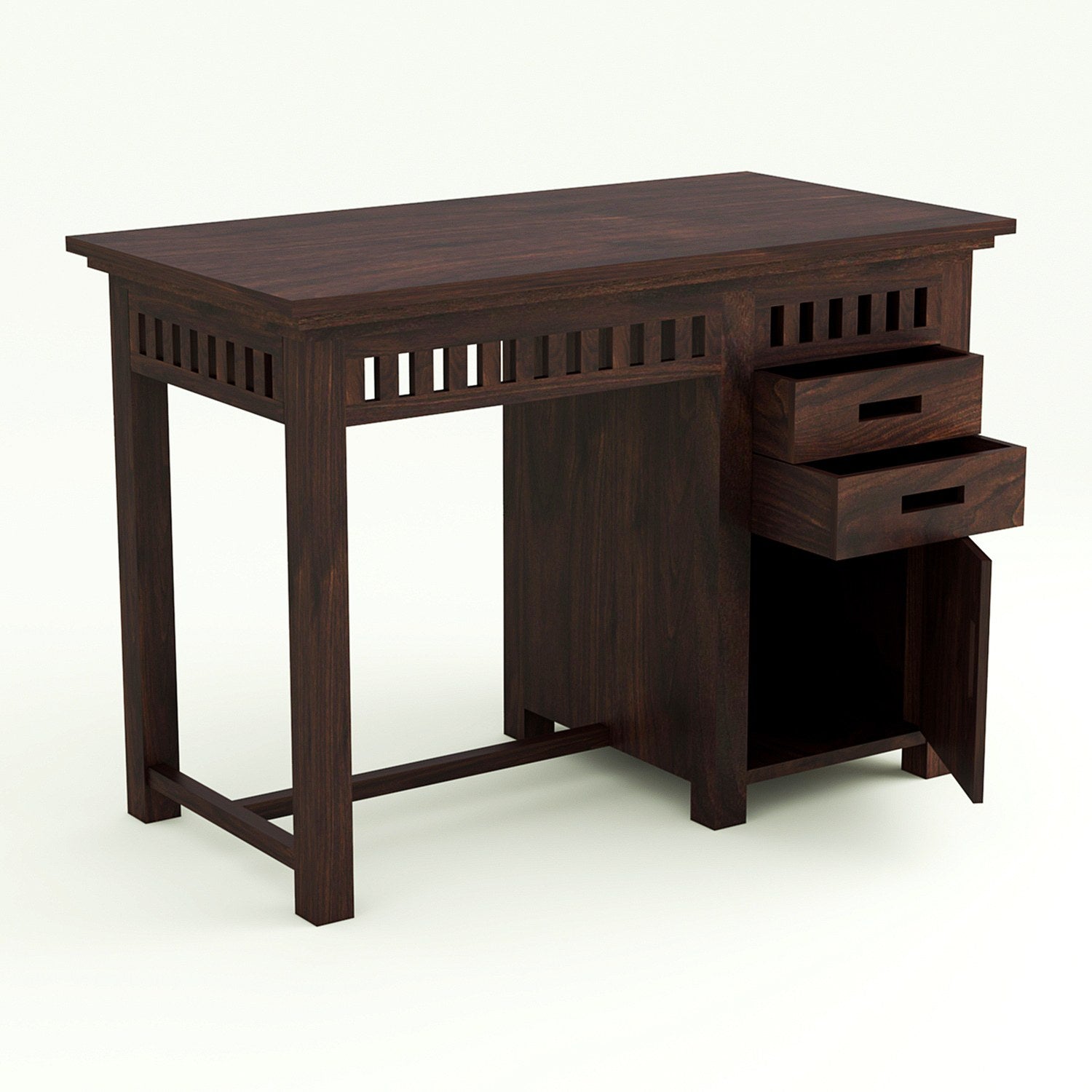 Amer Solid Wood Study Table With Chair For Home (Walnut Finish)