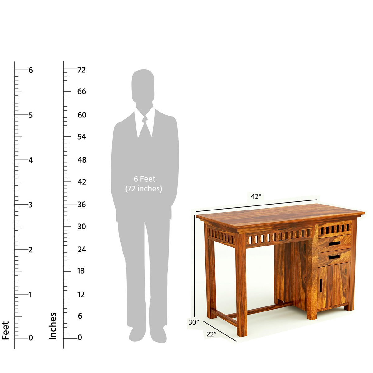 Amer Solid Wood Study Table With Chair For Home (Natural Finish)