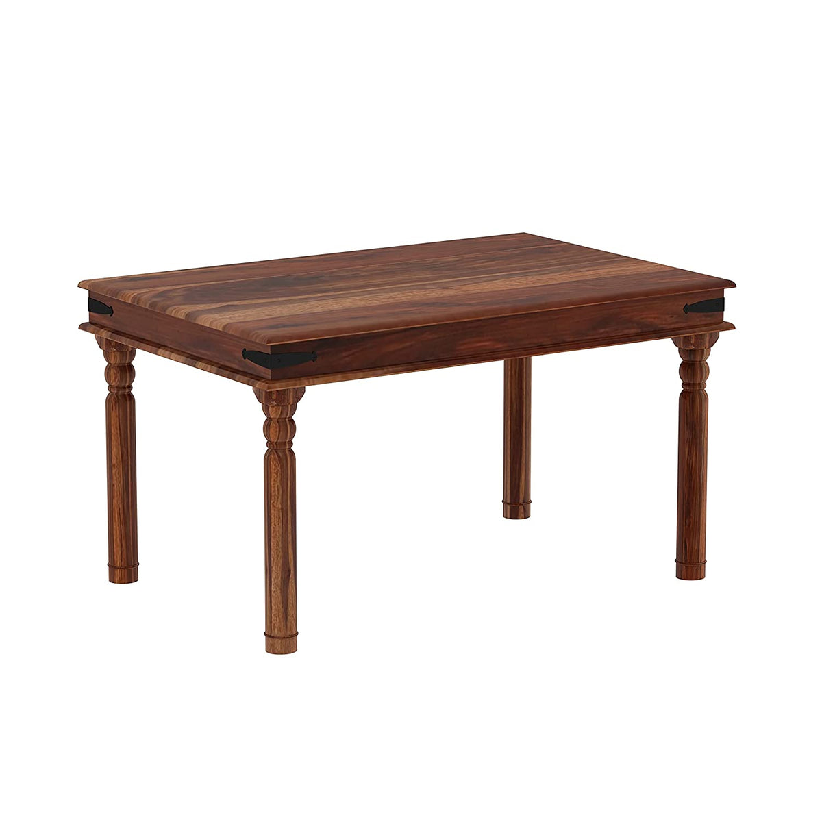 Ajmer Solid Sheesham Wood 4 Seater Dining Table With 4 Chairs (Without Cushion, Natural Finish)