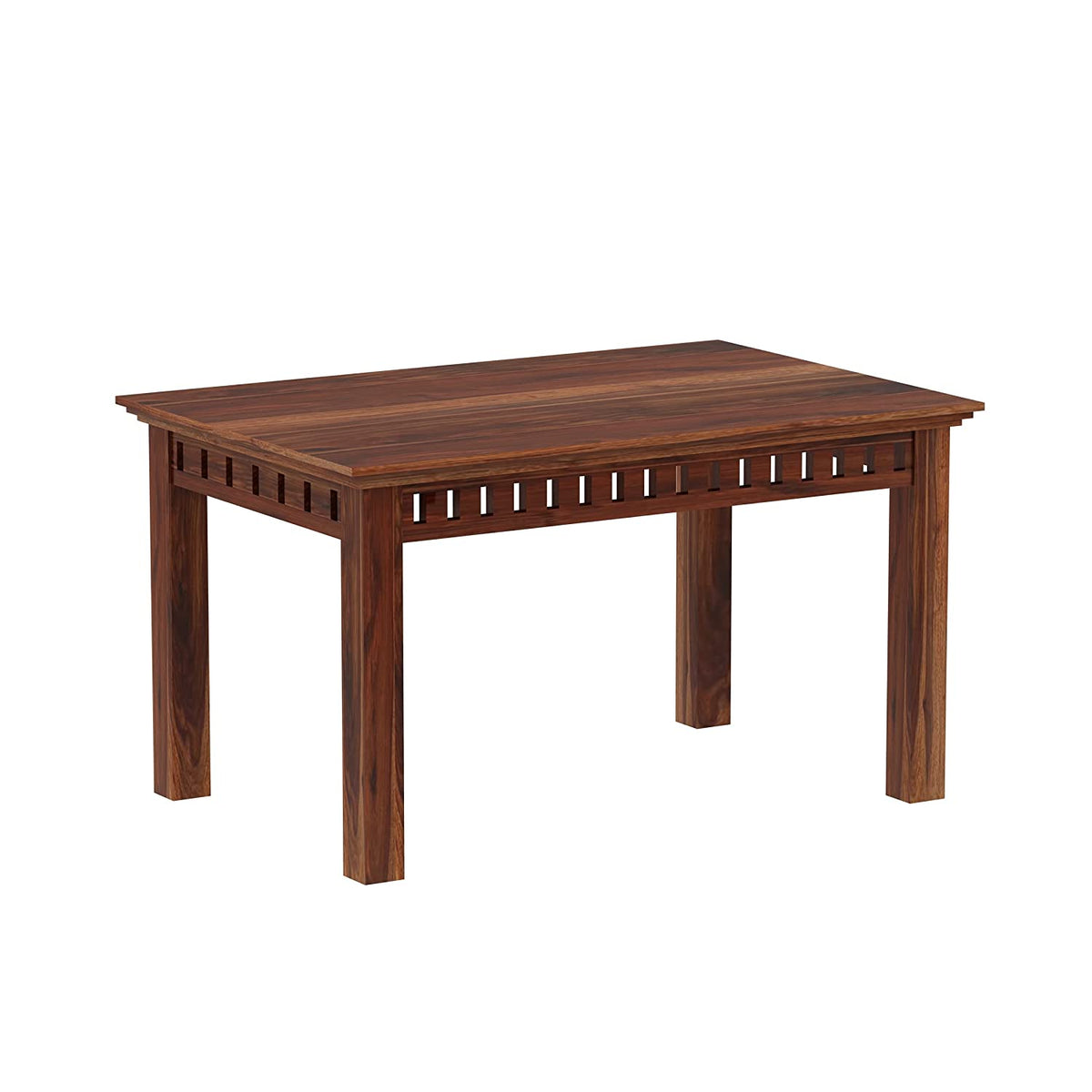 Amer Solid Sheesham Wood 4 Seater Dining Table With 4 Chairs (Without Cushion, Natural Finish)