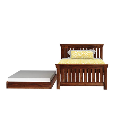 Trinity Solid Sheesham Wood Trundle Bed (Natural Finish)