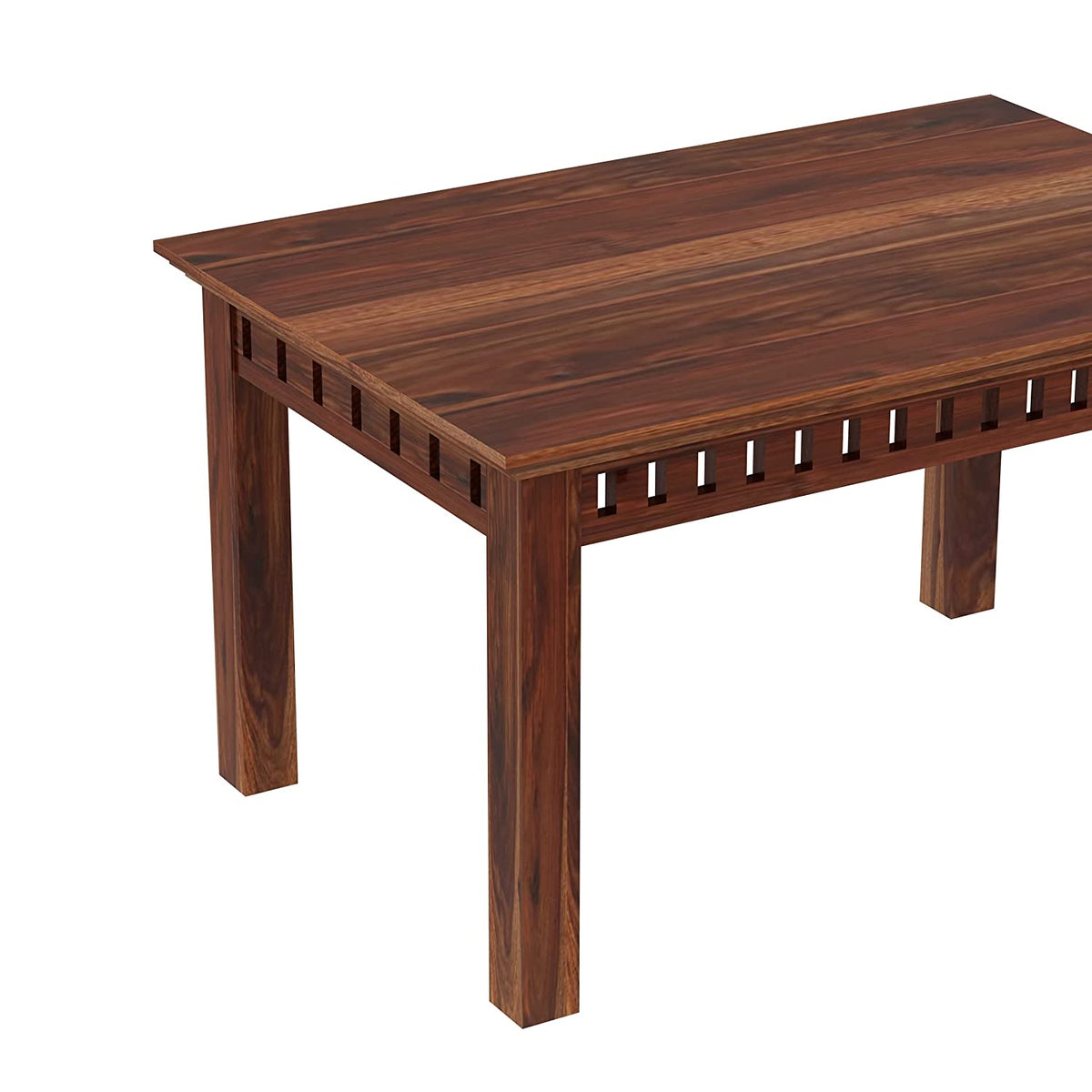 Amer Solid Sheesham Wood 4 Seater Dining Table With 4 Chairs (Without Cushion, Natural Finish)