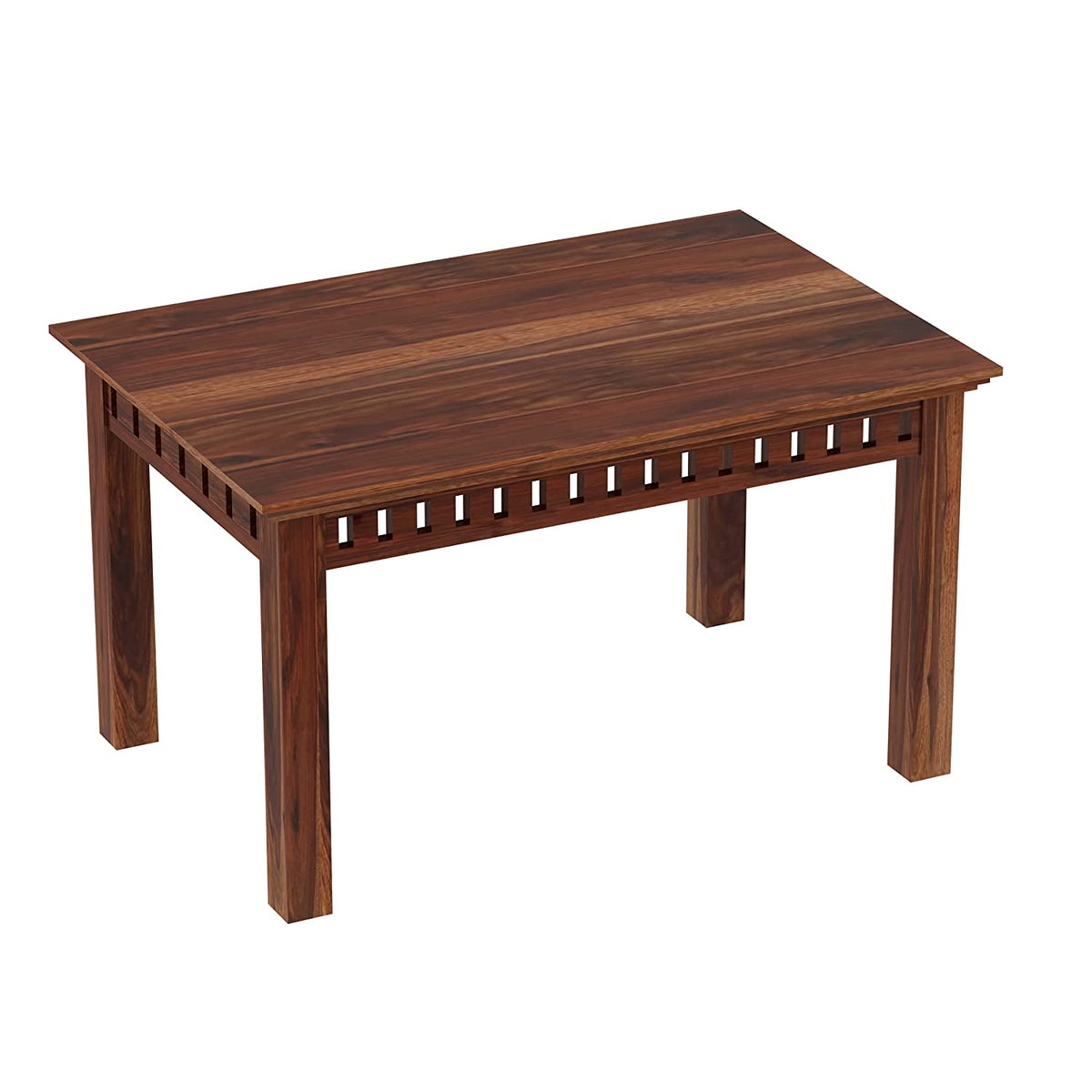 Amer Solid Sheesham Wood 4 Seater Dining Table With 4 Chairs (Without Cushion, Natural Finish)