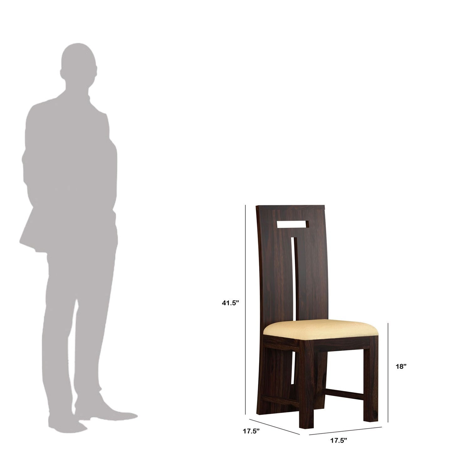 Maurice Solid Sheesham Wood High Back Chair (Walnut Finish)