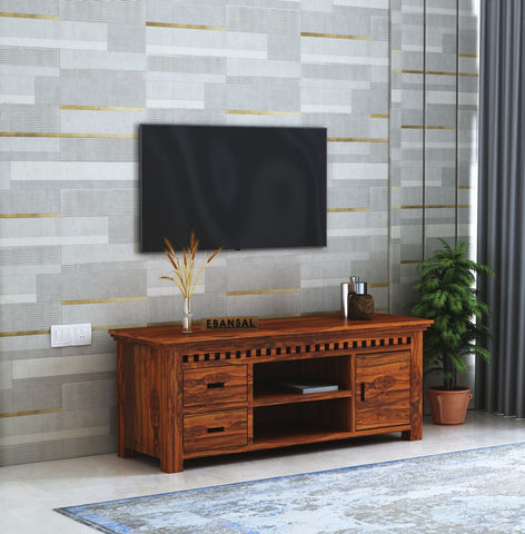 Amer Solid Sheesham Wood TV Unit (Natural Finish)