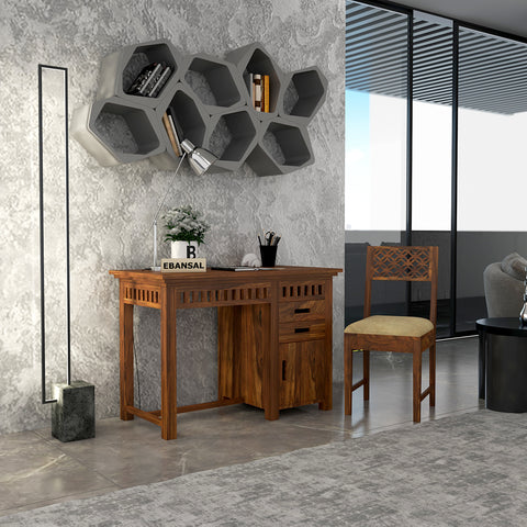 Amer Solid Wood Study Table For Home (Natural Finish)