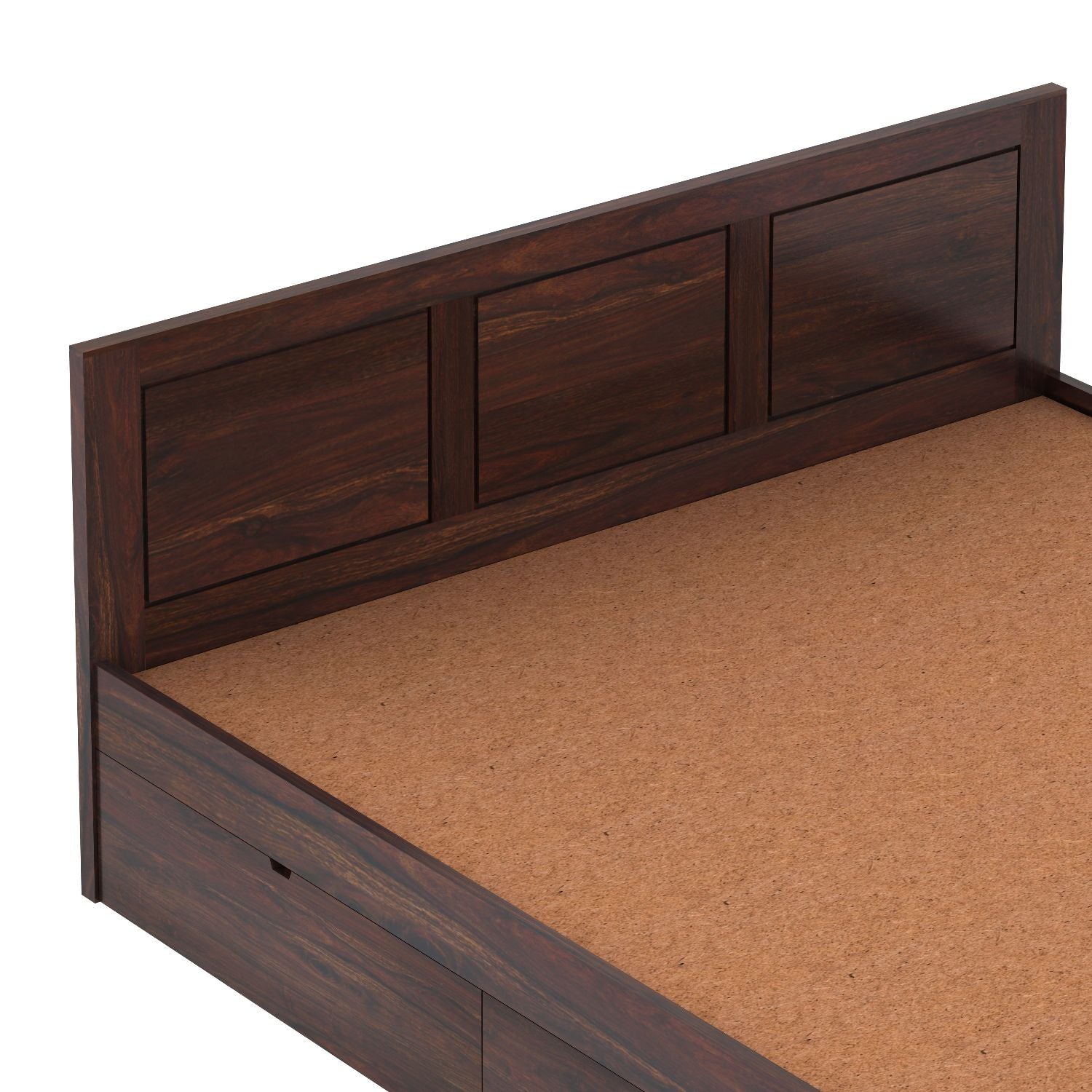 Woodwing Solid Sheesham Wood Bed With Four Drawers (King Size, Walnut Finish)