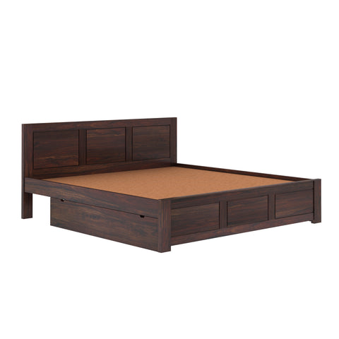 Woodwing Solid Sheesham Wood Bed With Two Drawers (King Size, Walnut Finish)