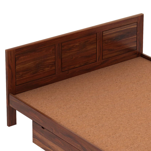 Woodwing Solid Sheesham Wood Bed With Two Drawers (Queen Size, Natural Finish)