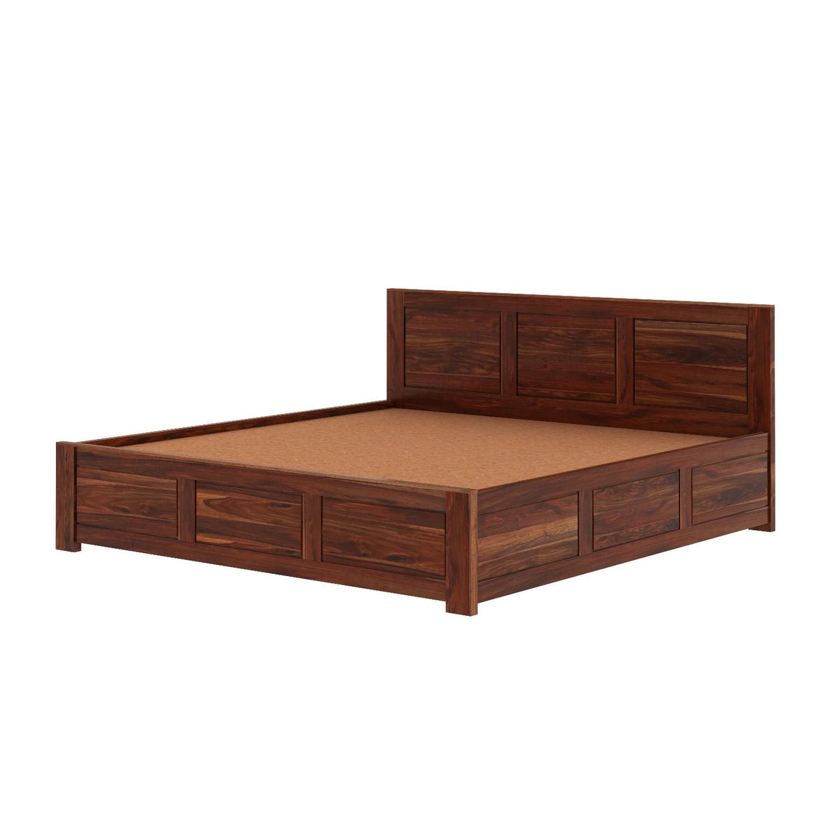 Woodwing Solid Sheesham Wood Hydraulic Bed With Box Storage (Queen Size, Natural Finish)