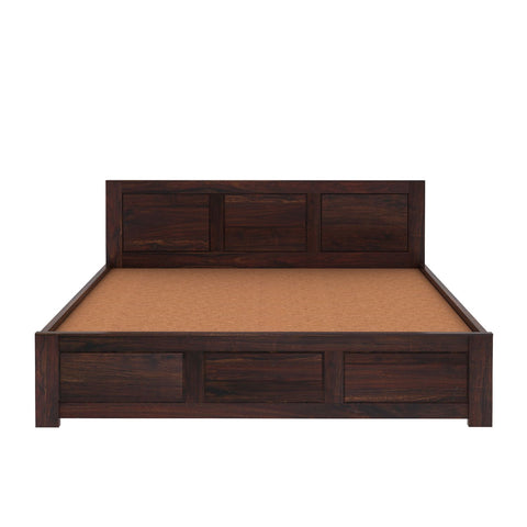 Woodwing Solid Sheesham Wood Hydraulic Bed With Box Storage (King Size, Walnut Finish)