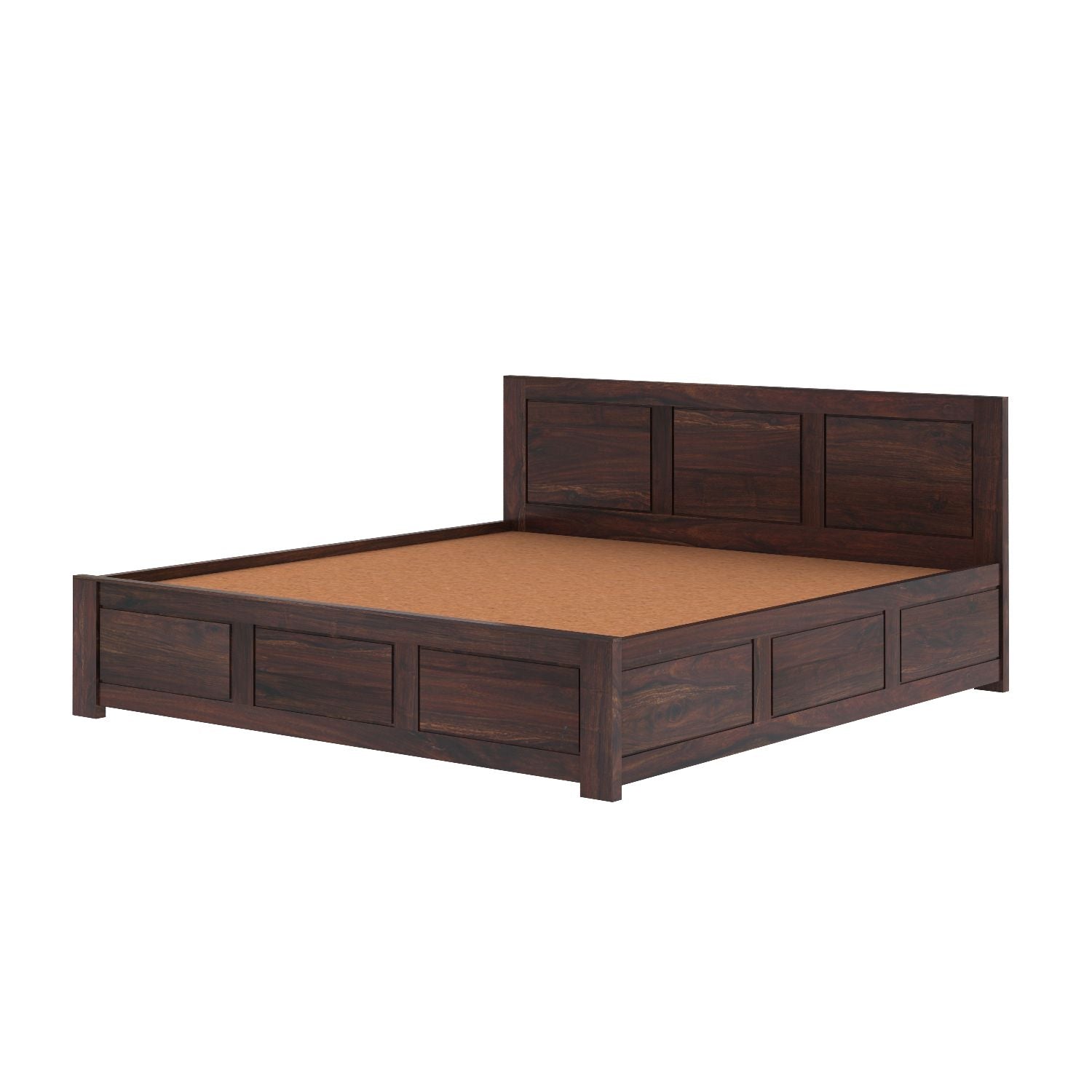Woodwing Solid Sheesham Wood Hydraulic Bed With Box Storage (Queen Size, Walnut Finish)