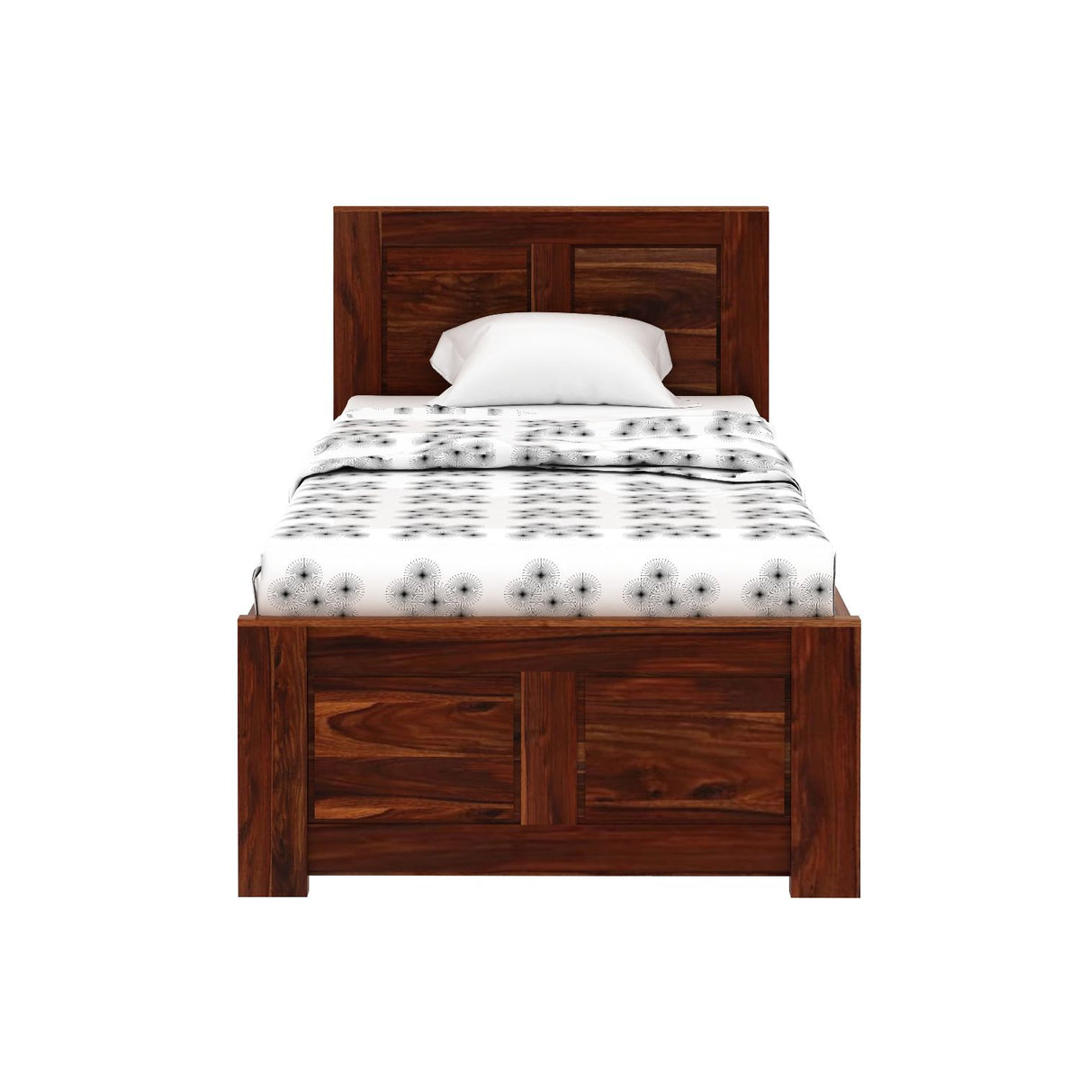 Woodwing Solid Sheesham Wood Single Bed With Two Drawers (Natural Finish)