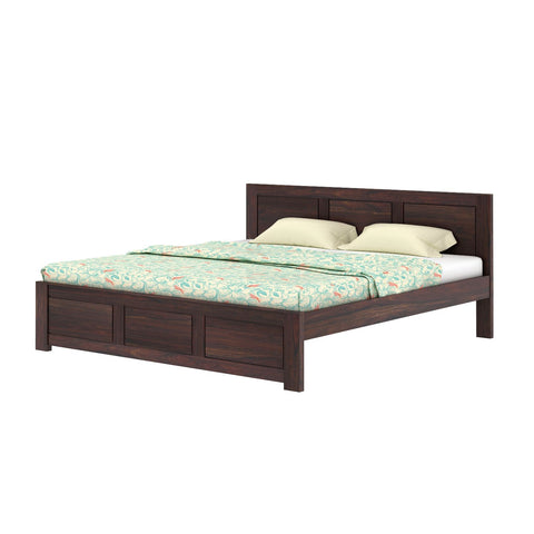 Woodwing Solid Sheesham Wood Bed Without Storage (King Size, Walnut Finish)