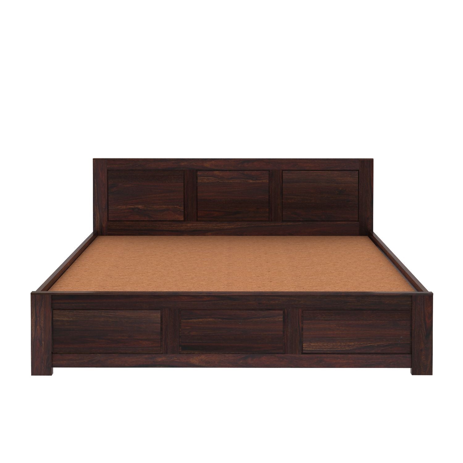 Woodwing Solid Sheesham Wood Bed Without Storage (King Size, Walnut Finish)