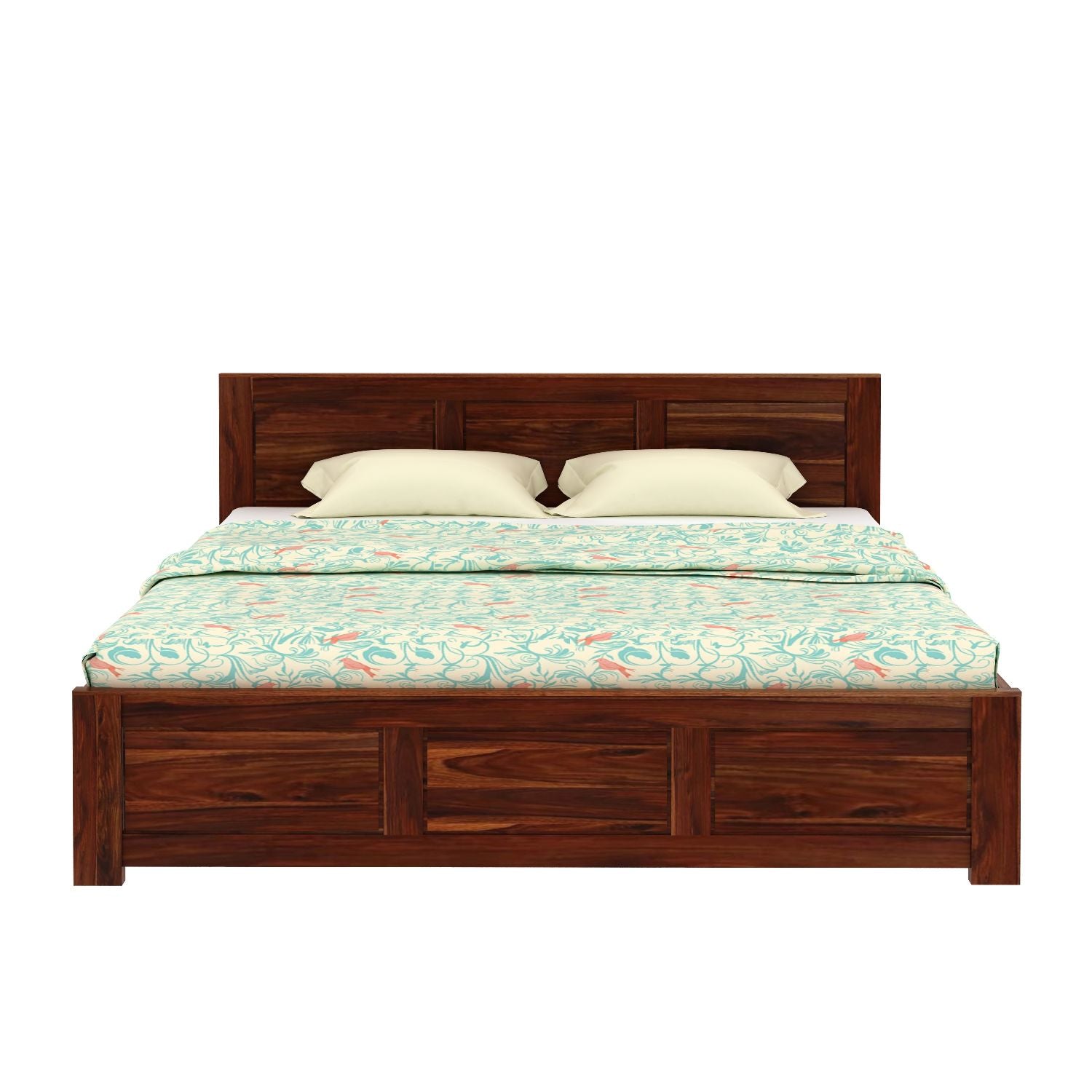 Woodwing Solid Sheesham Wood Bed Without Storage (Queen Size, Natural Finish)