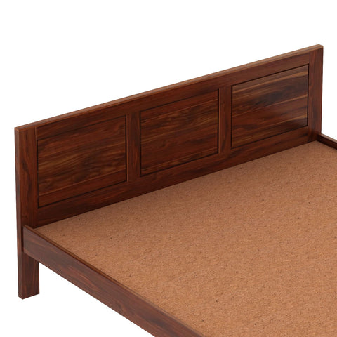 Woodwing Solid Sheesham Wood Bed Without Storage (King Size, Natural Finish)