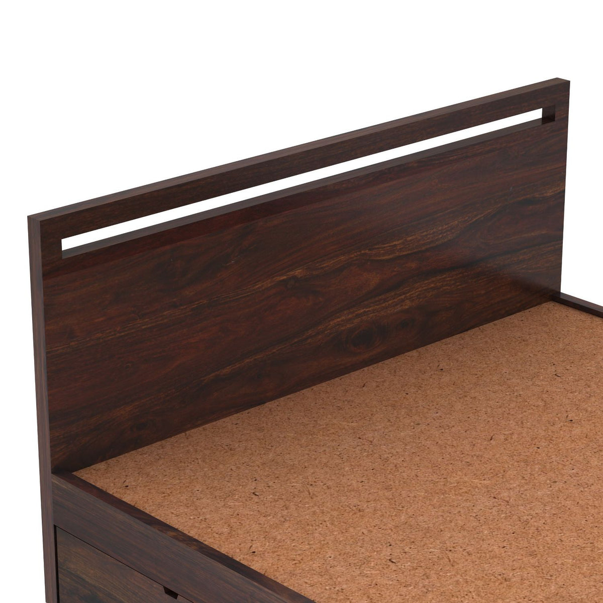 Livinn Solid Sheesham Wood Bed With Four Drawers (King Size, Walnut Finish)