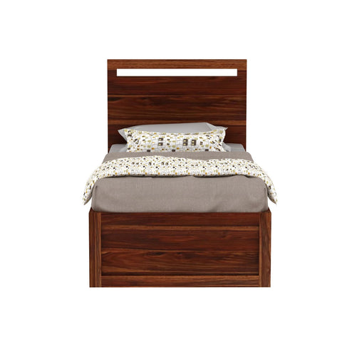 Livinn Solid Sheesham Wood Single Bed Without Storage (Natural Finish)
