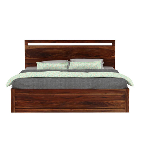 Livinn Solid Sheesham Wood Bed Without Storage (Queen Size, Natural Finish)