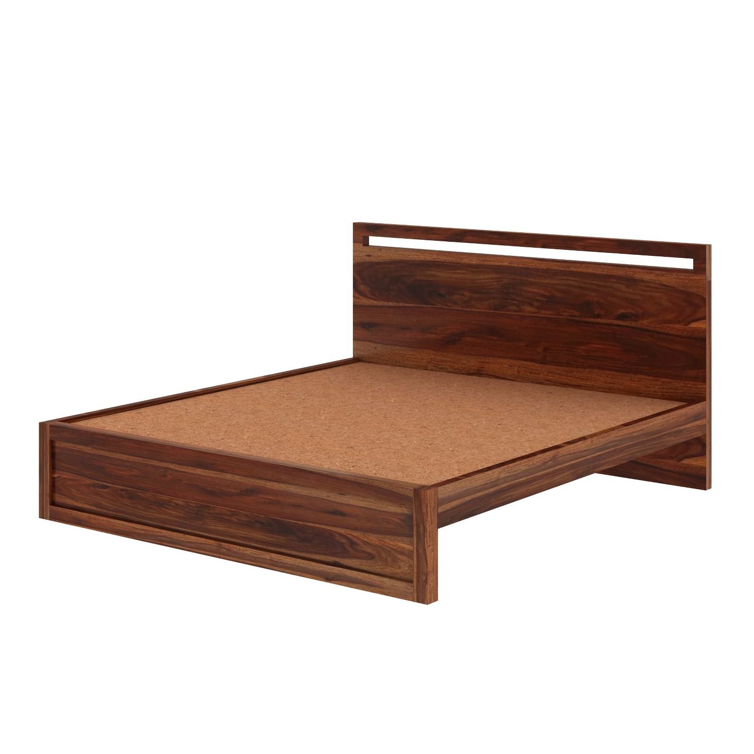 Livinn Solid Sheesham Wood Bed Without Storage (Queen Size, Natural Finish)
