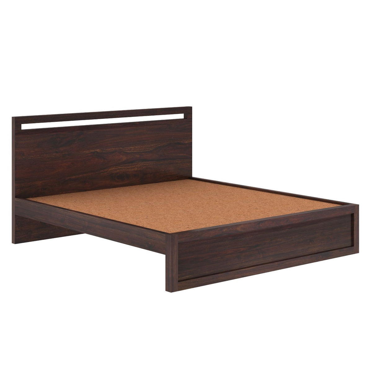 Livinn Solid Sheesham Wood Bed Without Storage (King Size, Walnut Finish)