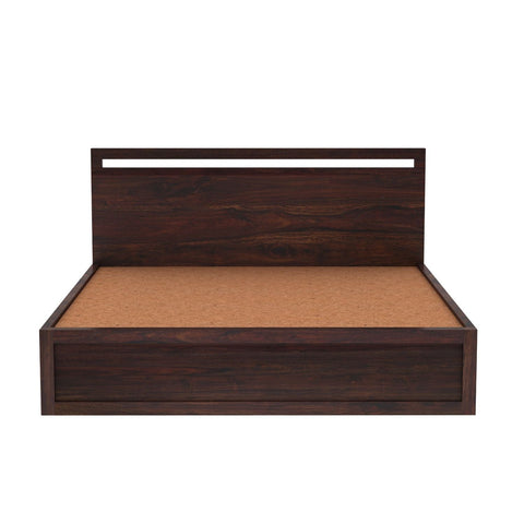 Livinn Solid Sheesham Wood Bed Without Storage (Queen Size, Walnut Finish)