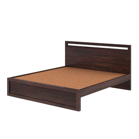 Livinn Solid Sheesham Wood Bed Without Storage (Queen Size, Walnut Finish)