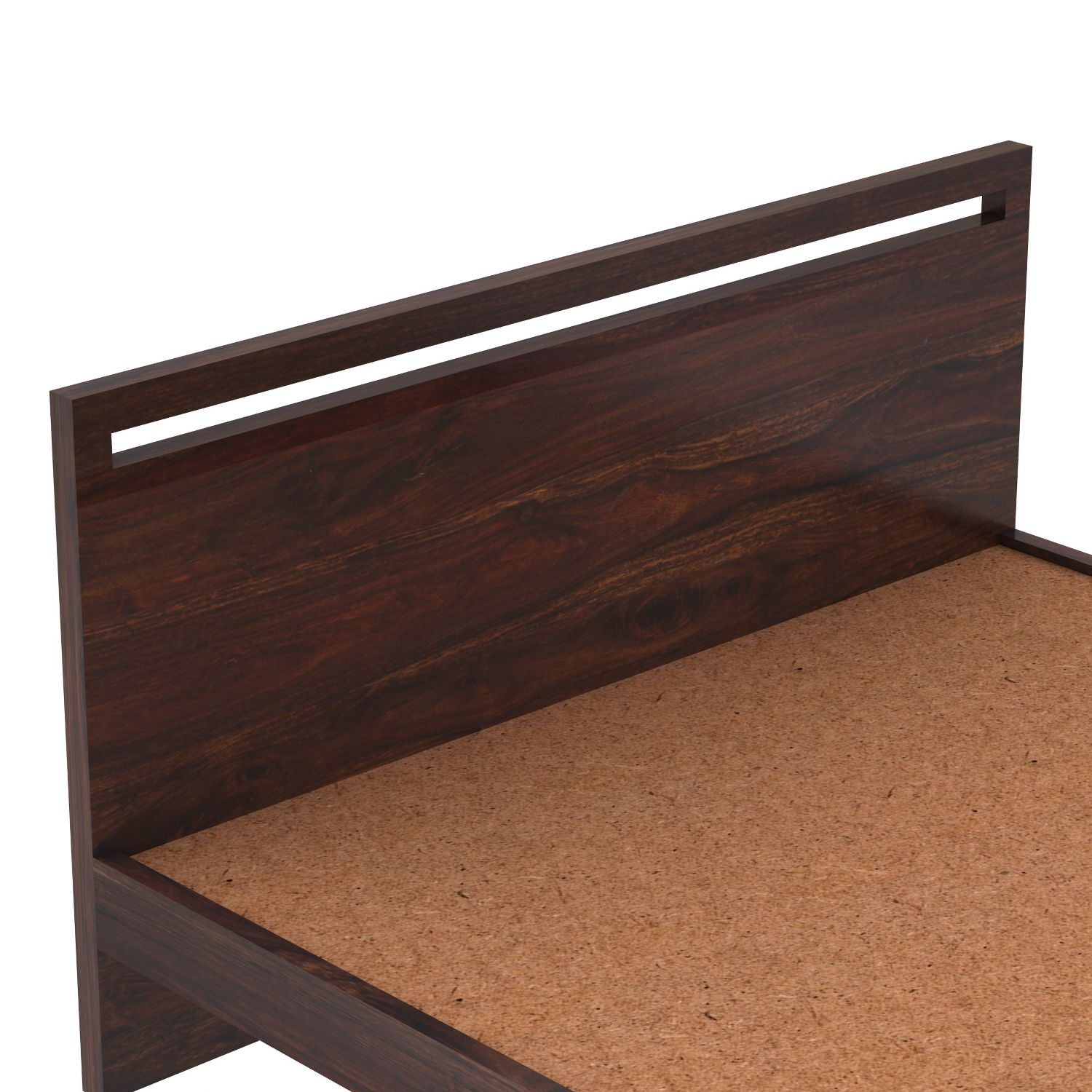 Livinn Solid Sheesham Wood Bed Without Storage (Queen Size, Walnut Finish)