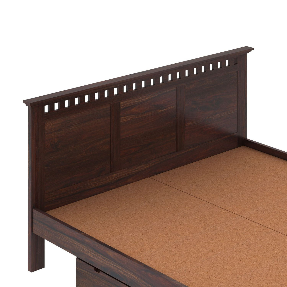 Amer Solid Sheesham Wood Bed With Two Drawers (King Size, Walnut Finish)