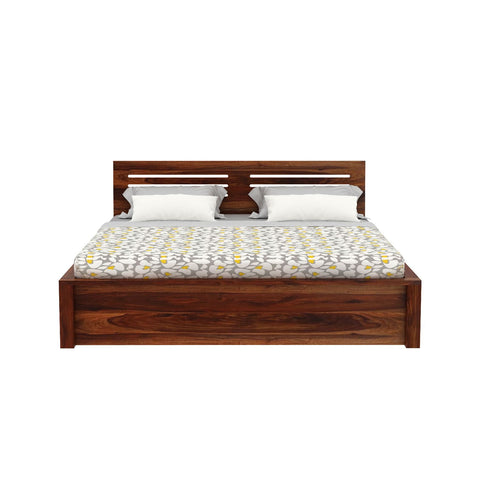 Due Solid Sheesham Wood Bed With Two Drawers (King Size, Natural Finish)